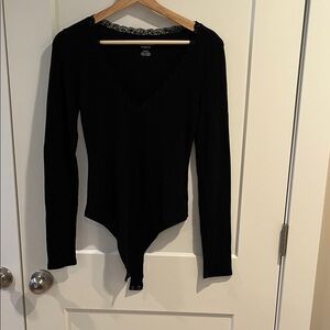 Aerie Black Lace V-Neck Bodysuit